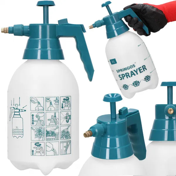Kézi pumpás kerti permetező, 3 l, fehér/sötétzöld, műanyag