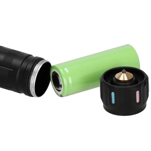 Teleszkópos zoom LED zseblámpa 5000 mAh, USB-C powerbank, fekete alumínium