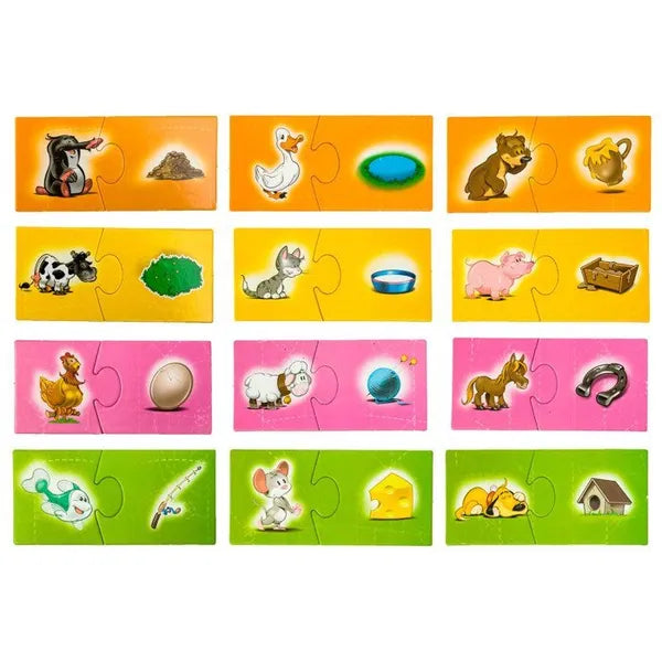 Állatos párosító puzzle – 24 darabos készlet, 4-6 éveseknek