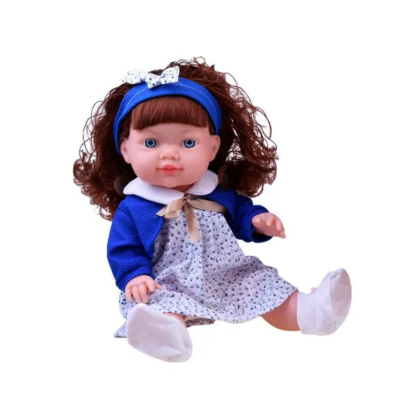 Interaktív baba hosszú hajjal és hangokkal - 37 cm