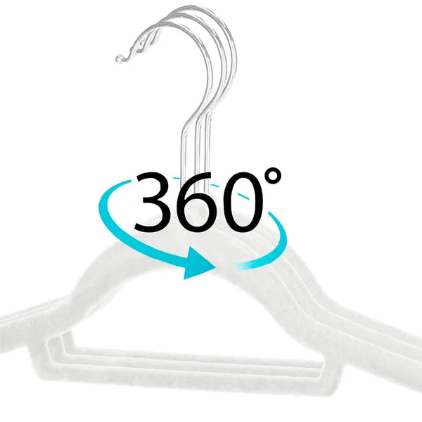 Velúr vállfa szett 3 db, krém, 44,5 cm széles, 360° forgó kampó
