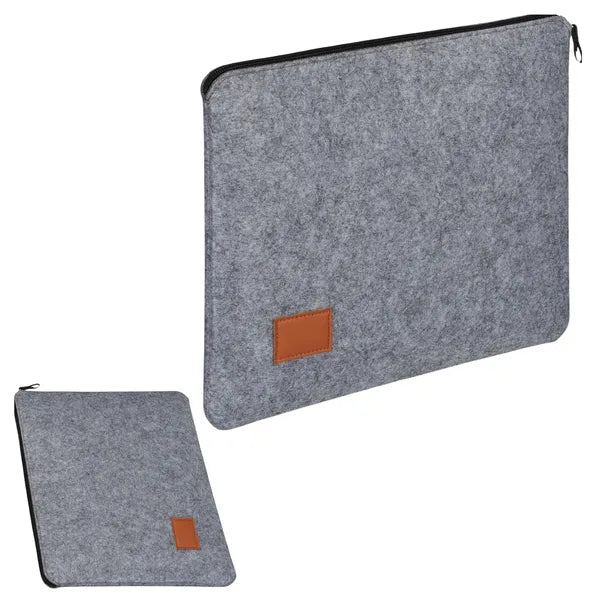 Filc laptop tok cipzárral és külső zsebbel, szürke, 34×26,5 cm