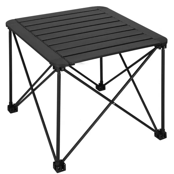 Könnyű, matt fekete összecsukható kempingasztal 52,5×52,5×46 cm, 20 kg teher