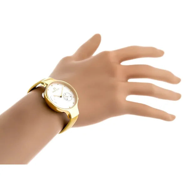 Naviforce NF5001 női quartz karóra arany tok, ezüst számlap, mustár bőrszíj