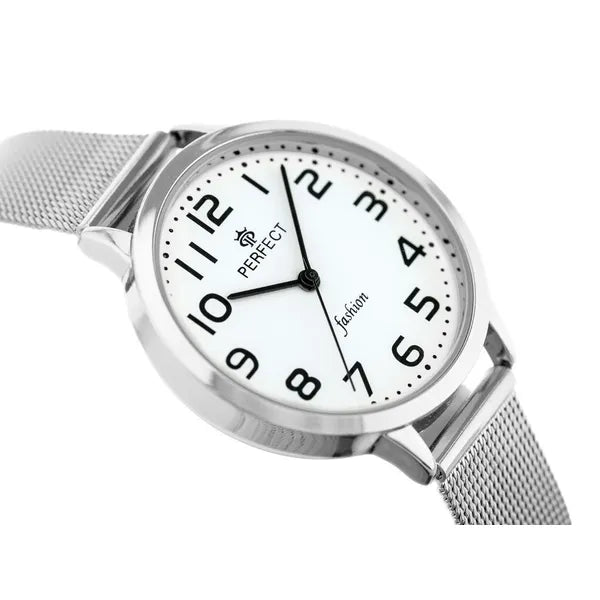 Perfect F102-2 női kvarc karóra, 36 mm, ezüst fém szíj