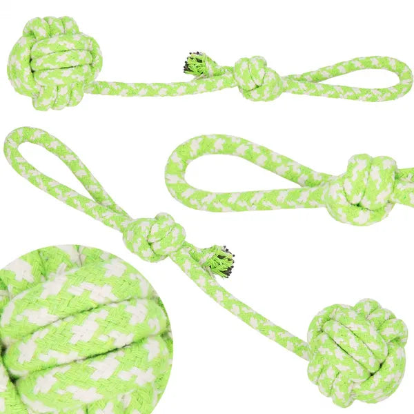 Pamut kutyahúzó és labdajáték 38 cm, világoszöld/fehér