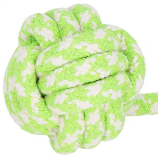 Pamut kutyahúzó és labdajáték 38 cm, világoszöld/fehér