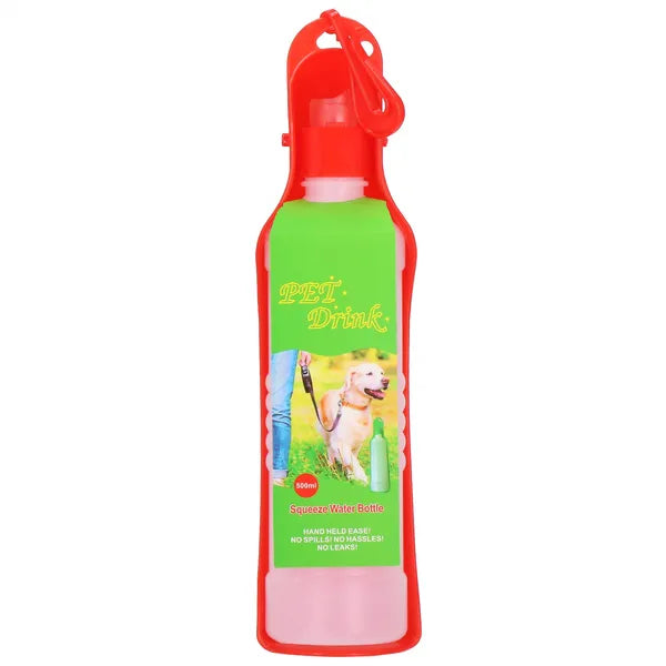Kutya utazó itatós palack 500 ml, piros/fehér, PP műanyag