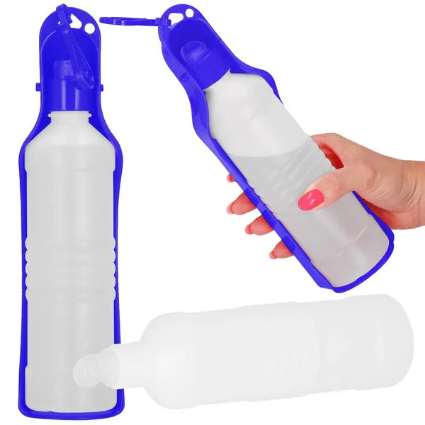 Hordozható kutya itatópalack 250 ml, sötétkék/fehér PP