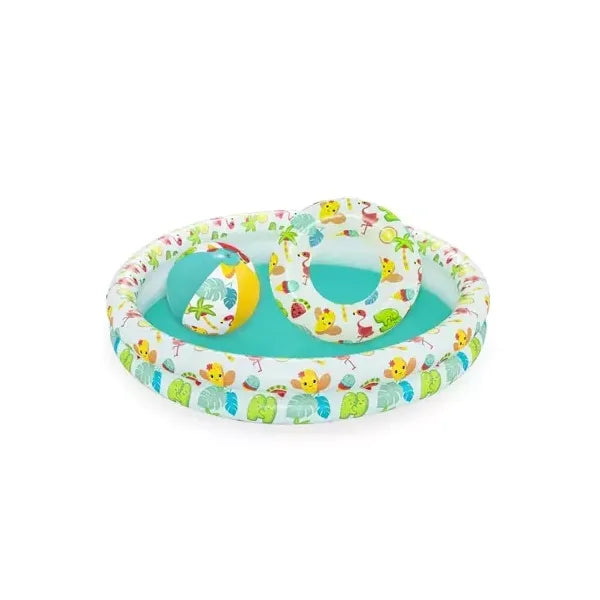 Bestway felfújható gyerekmedence 3az1-ben szett 122x20 cm labdával, úszógumival