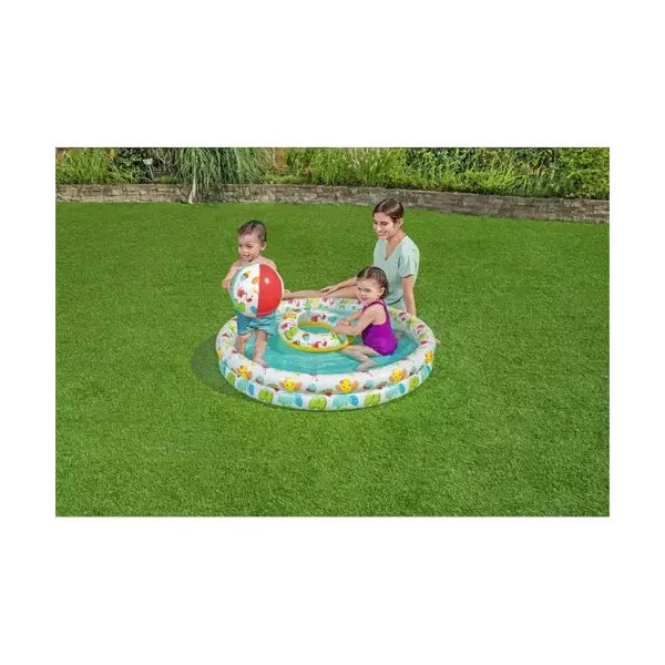 Bestway felfújható gyerekmedence 3az1-ben szett 122x20 cm labdával, úszógumival
