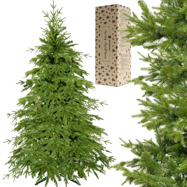 Realisztikus PE lucfenyő 150 cm természetes zöld fém állvánnyal