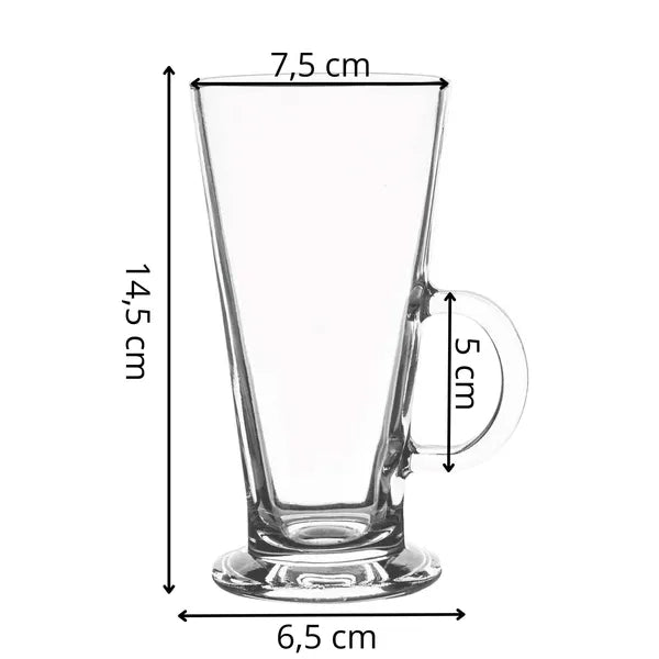 Springos latte üvegpohár készlet, 6 db, 280 ml, átlátszó