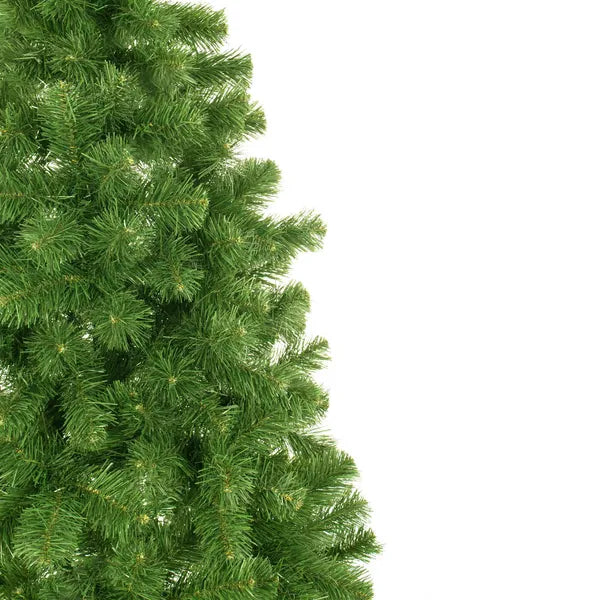 140 cm-es élethű PVC műfenyő fatörzsön, zöld, jutával és tobozokkal