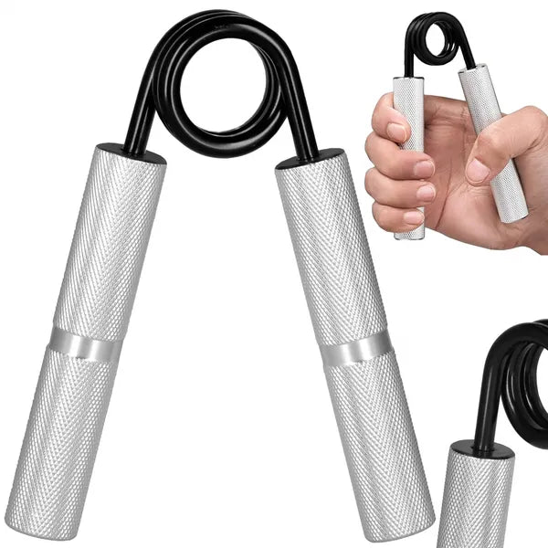 Kézerősítő markolat, 45 kg ellenállás, acél/alu, csúszásmentes, ezüst-fekete
