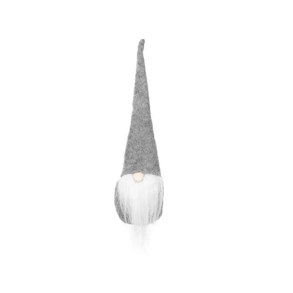 Álló szürke-fehér gnóm figura 30 cm, filc karácsonyi dekor