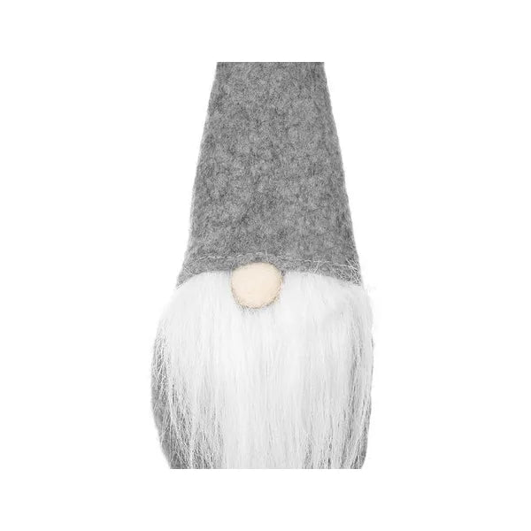 Álló szürke-fehér gnóm figura 30 cm, filc karácsonyi dekor