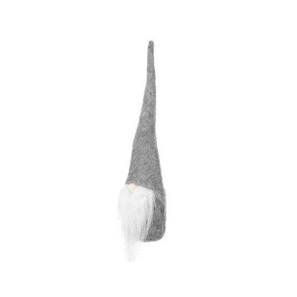 Álló szürke-fehér gnóm figura 30 cm, filc karácsonyi dekor