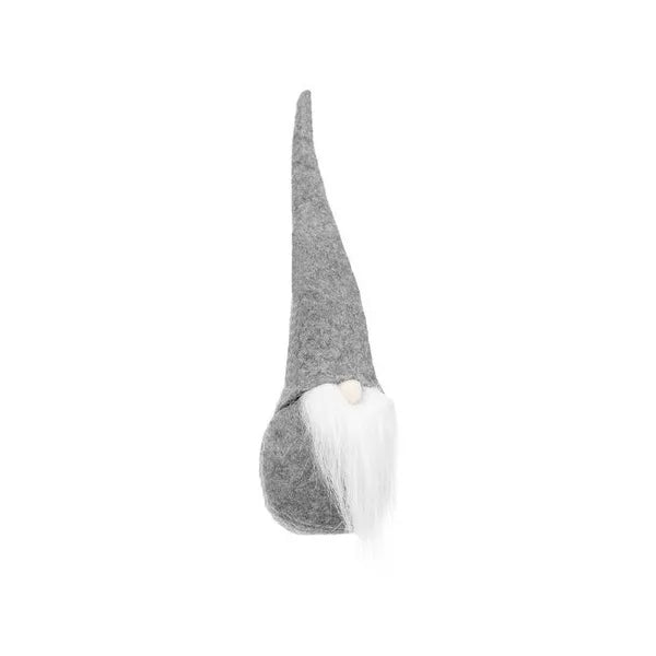 Álló szürke-fehér gnóm figura 30 cm, filc karácsonyi dekor