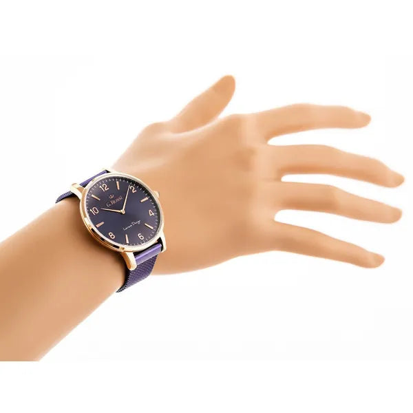 G. Rossi női karóra 40 mm, lila számlap, rózsaarany IPS tok, acél szíj