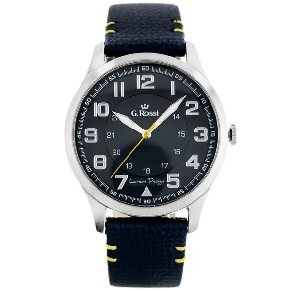 G. Rossi férfi karóra, kék számlap, bőrszíj, 44 mm, WR30
