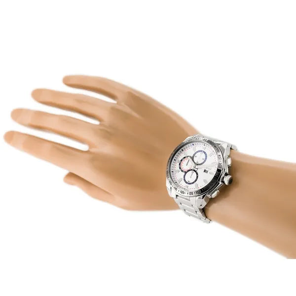 G. Rossi férfi kvarc karóra, ezüst acél szíj és számlap, 43 mm, dátum