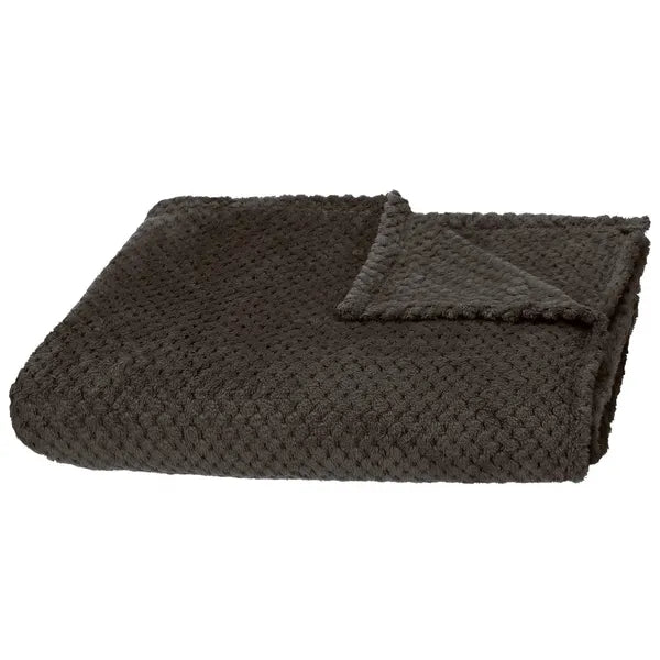 Fekete dombornyomott, kétoldalas poliészter pléd 150×200 cm, 250 g/m²