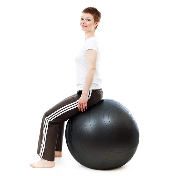 Springos fekete PVC gimnasztikai labda pumpával, 65 cm, 150 kg