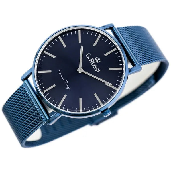 G. Rossi női kvarc karóra, Miyota, kék fém, 38 mm, ajándék dobozzal