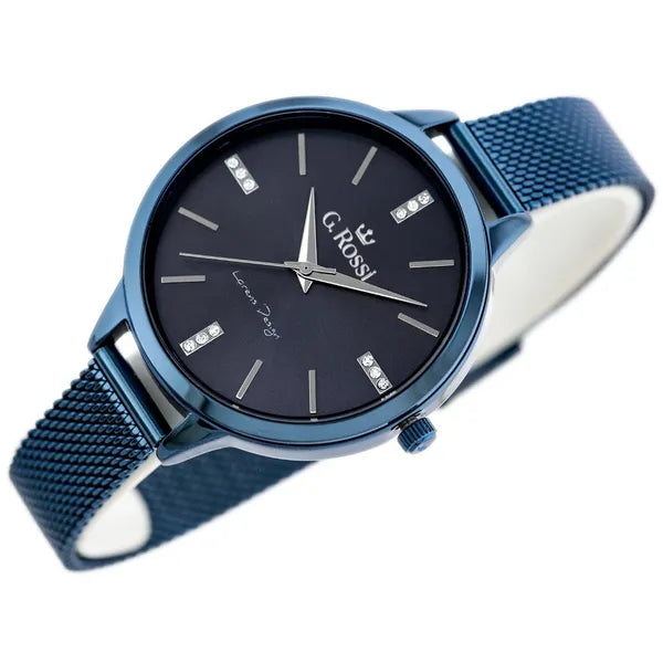 G. Rossi női karóra, kék fémszíj, 33 mm számlap, WR30, Miyota