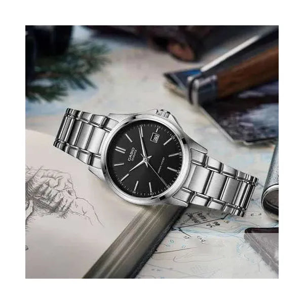 Casio LTP-1183A női karóra, fekete számlap, nemesacél ezüst, WR50, 28 mm
