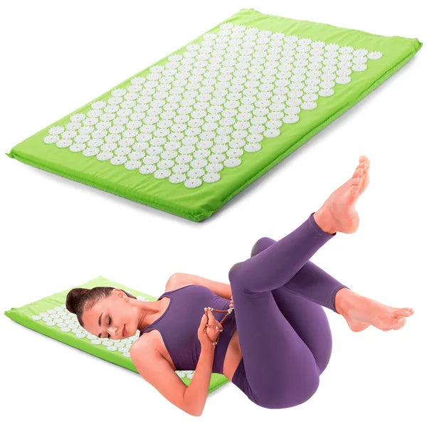 Akupresszúrás masszázsszőnyeg zöld 65x41 cm – 230 tüske rozetta, pamut huzat