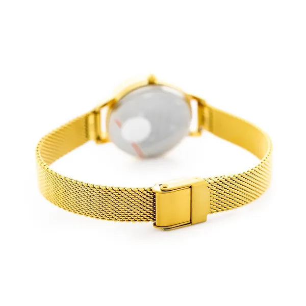 Női arany fém karóra 32 mm, ezüst számlap arany szitakötővel