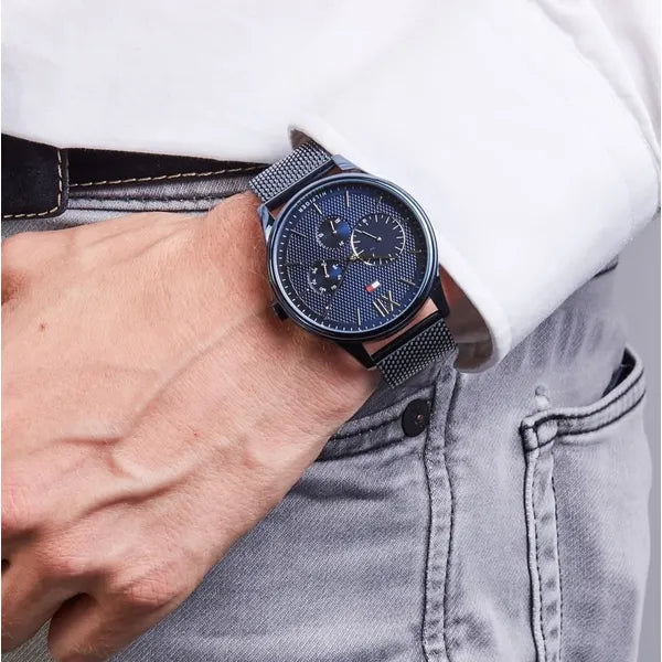 Tommy Hilfiger Damon férfi karóra, rozsdamentes acél, kék, 44 mm