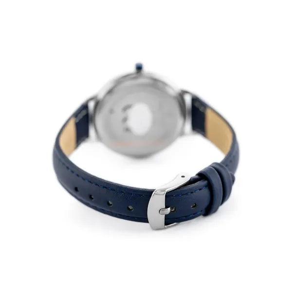 Női karóra Miyota kvarc szerkezettel, sötétkék bőrszíj, 34 mm, WR30