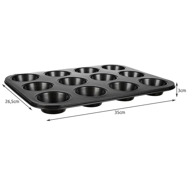 Teflonos muffin sütőtepsi 35×26 cm, 12 szilikon formával