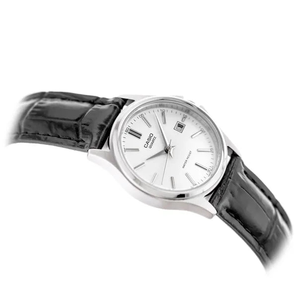 Casio női karóra LTP-1183E-7A, 38 mm, fekete bőr, dátum, WR30