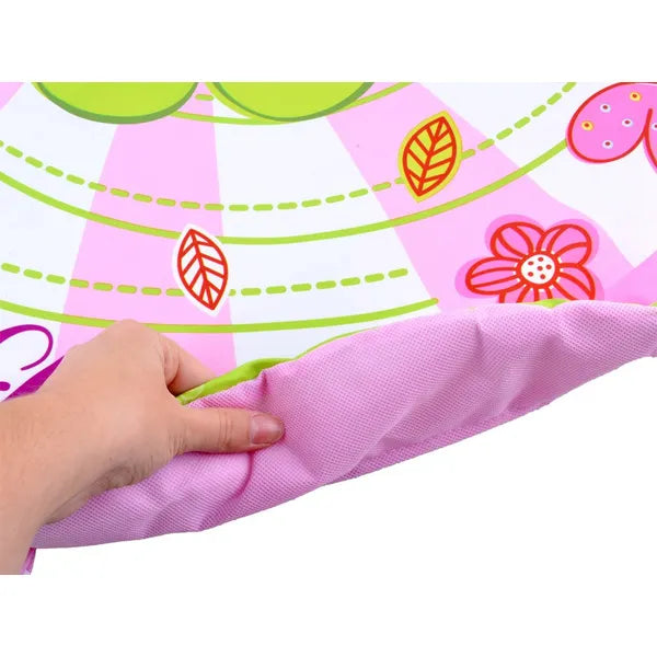 Baba játszószőnyeg szúnyoghálóval, 83 cm, virágos ívekkel