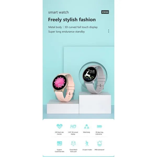 Fekete IP68 okosóra 1.28" HD érintőkijelzővel, Bluetooth 5.0, 340 mAh