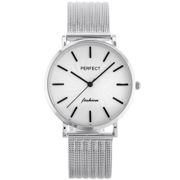Női karóra ezüst hálós szíjjal, quartz, 36 mm, Perfect E334