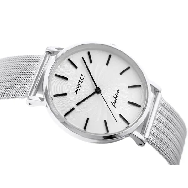 Női karóra ezüst hálós szíjjal, quartz, 36 mm, Perfect E334
