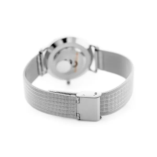 Női karóra ezüst hálós szíjjal, quartz, 36 mm, Perfect E334