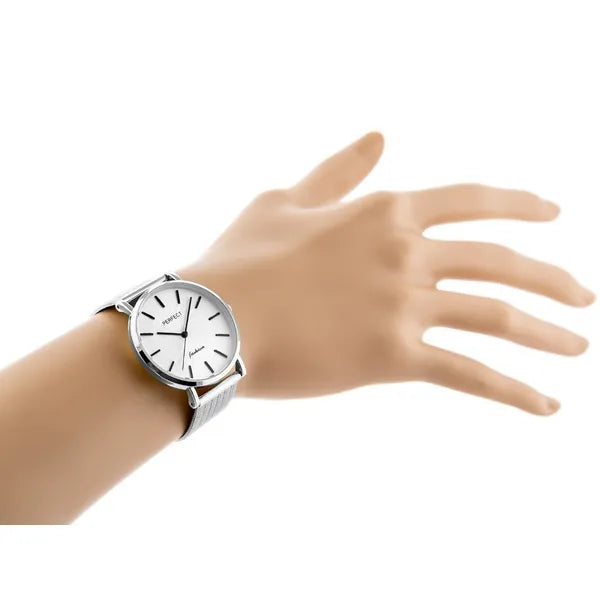 Női karóra ezüst hálós szíjjal, quartz, 36 mm, Perfect E334