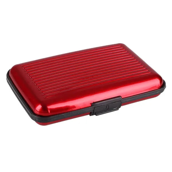 Piros alumínium RFID kártyatartó pénztárca, 6 rekesszel (11×7,5 cm)