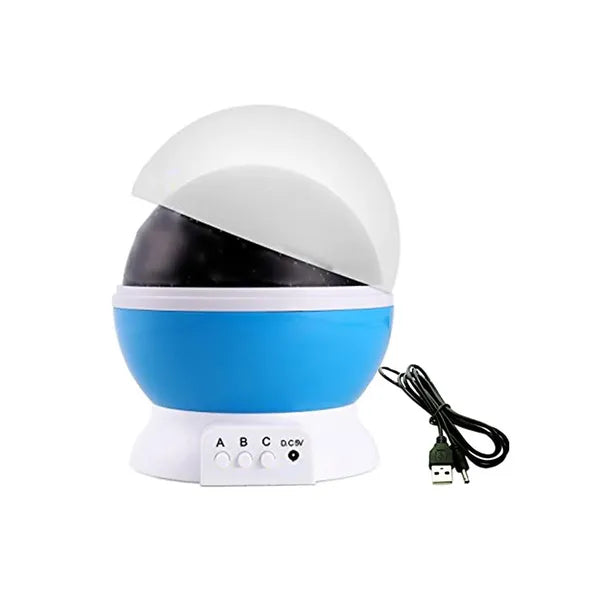 2in1 forgatható csillagprojektor éjszakai lámpa, kék, USB/elemes