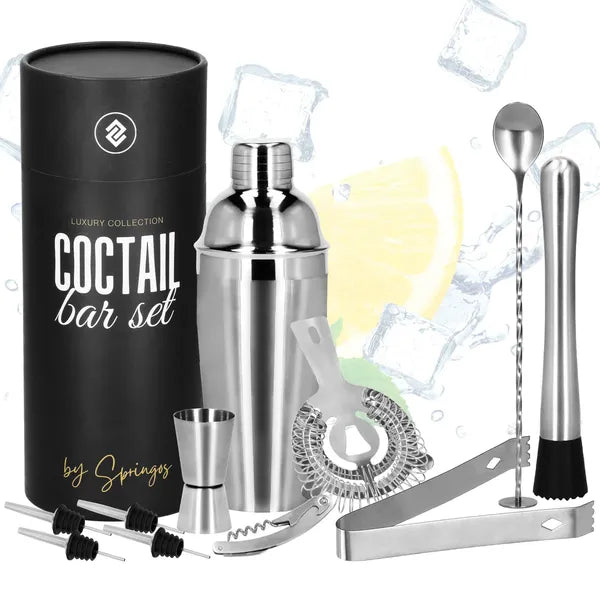 Koktél shaker szett 11 részes, 750 ml, rozsdamentes acél, szürke-fekete
