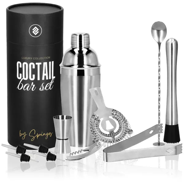 Koktél shaker szett 11 részes, 750 ml, rozsdamentes acél, szürke-fekete