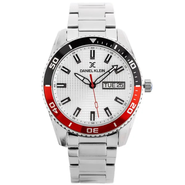 Daniel Klein férfi karóra, ezüst rozsdamentes acél, 43 mm, dátum, WR50