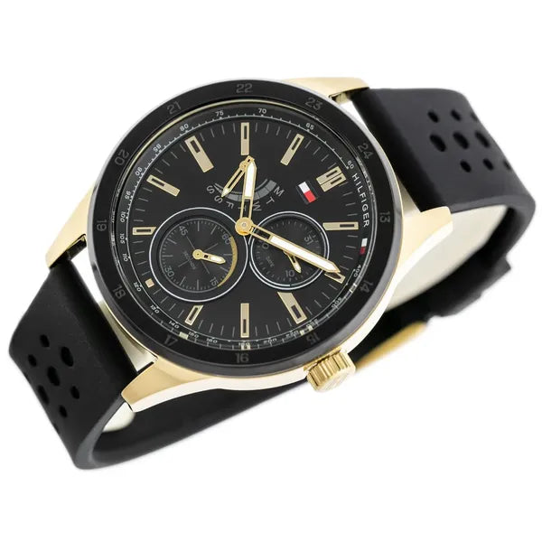 Tommy Hilfiger Austin férfi karóra, fekete/arany, 44 mm, WR50, quartz