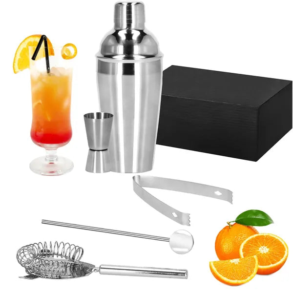 5 részes rozsdamentes acél koktél shaker szett, 550 ml